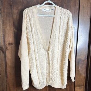 Silvercord II vintage Women's Cream Cable Knit Sweater Raime Cotton Size 20W 40